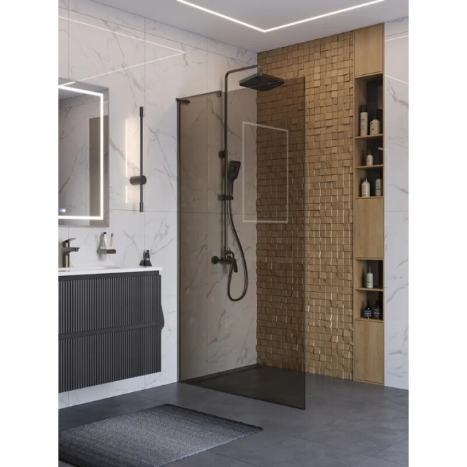 Душевая перегородка BELBAGNO 1000x2000 мм оружейная сталь UNO-L-1-TB-100-BR-GM
